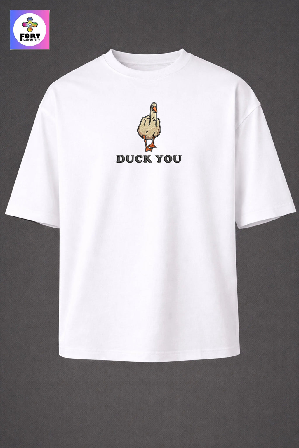CRAZY EMBROIDERY UNISEX OVERSIZED T-SHIRT (DROP SHOULDER) – DUCK