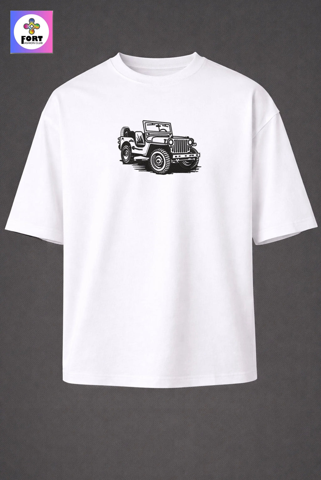 CRAZY EMBROIDERY UNISEX OVERSIZED T-SHIRT (DROP SHOULDER) THAR