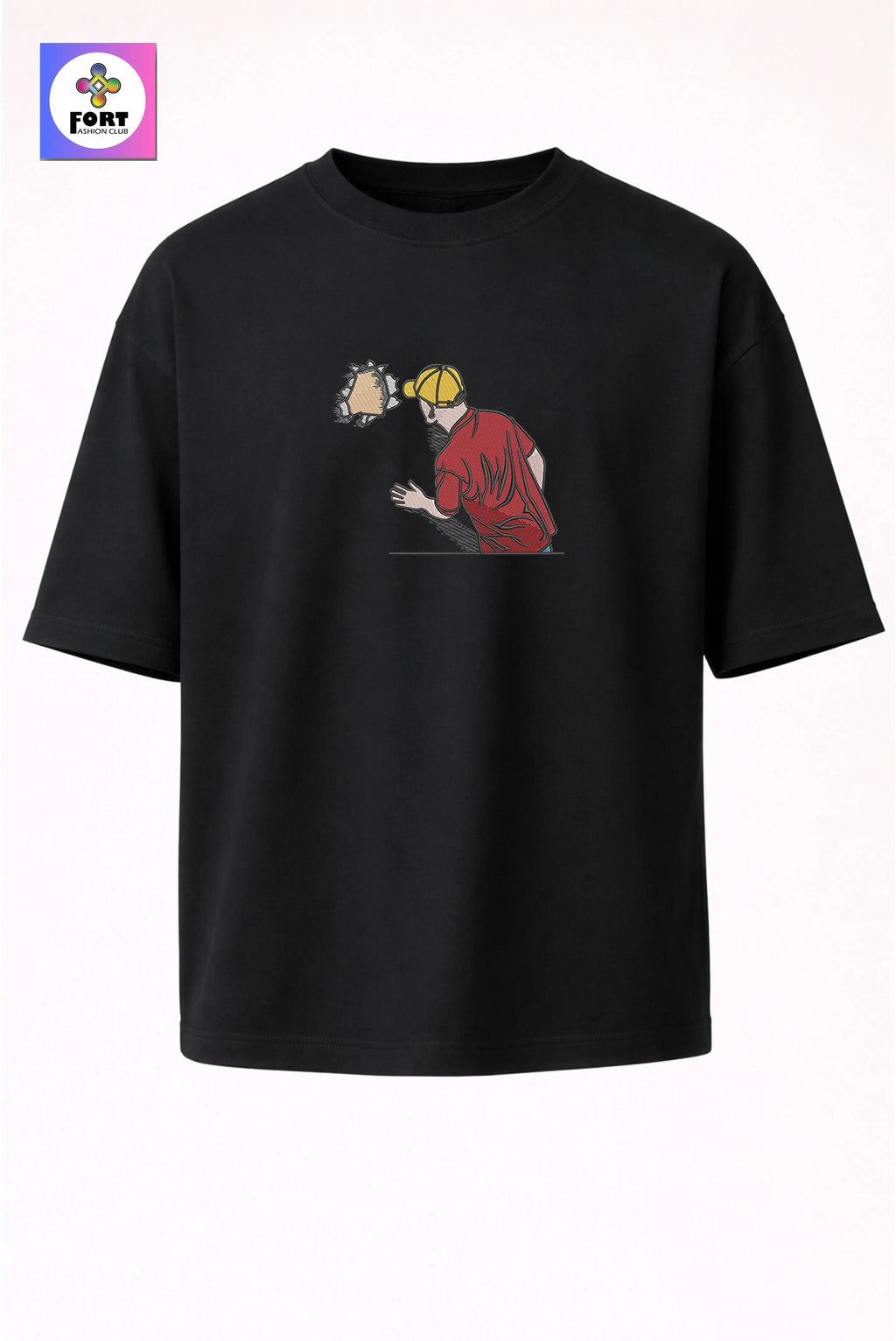 CRAZY EMBROIDERY UNISEX OVERSIZED T-SHIRT (DROP SHOULDER) CREATIVE