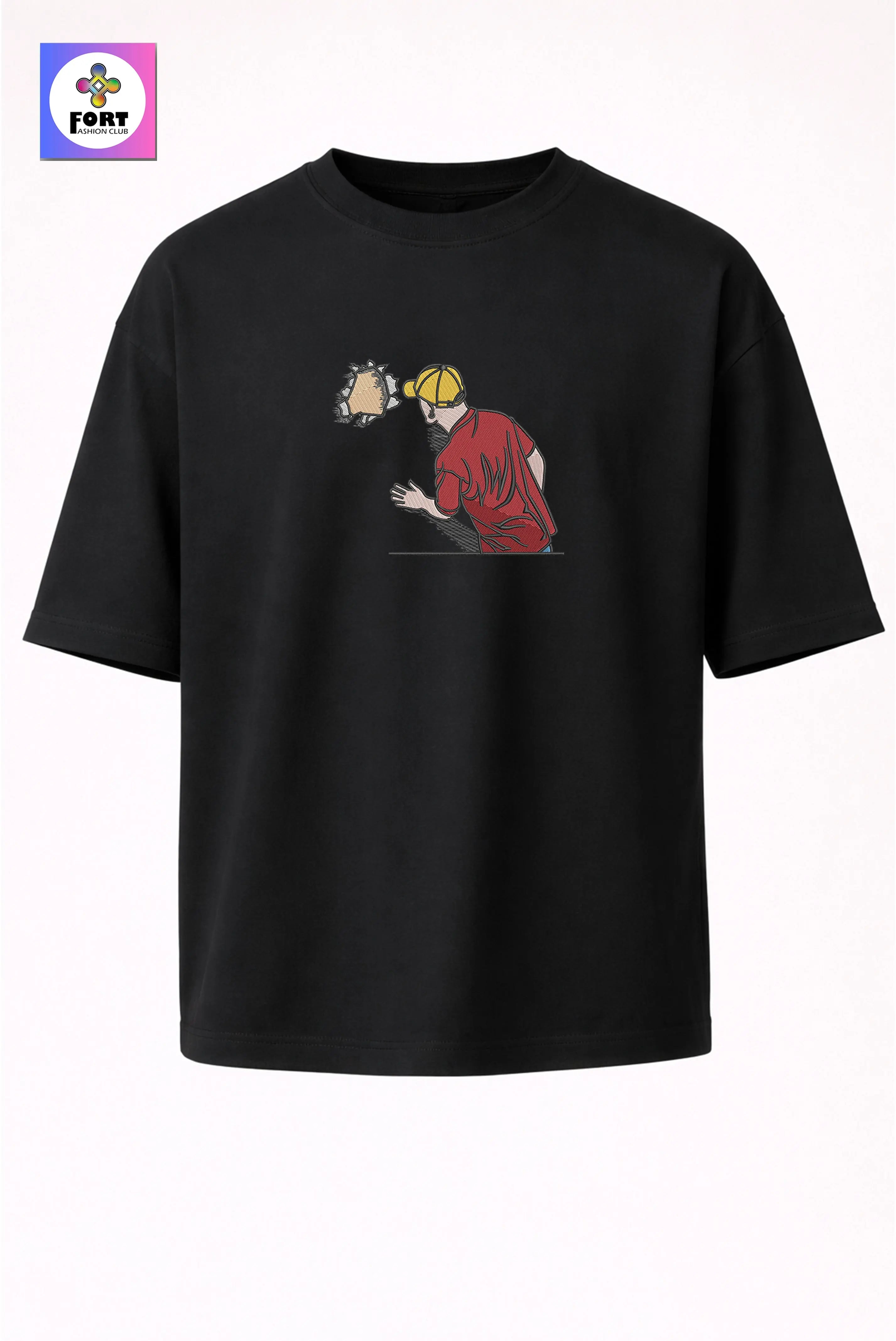 CRAZY EMBROIDERY UNISEX OVERSIZED T-SHIRT (DROP SHOULDER) CREATIVE