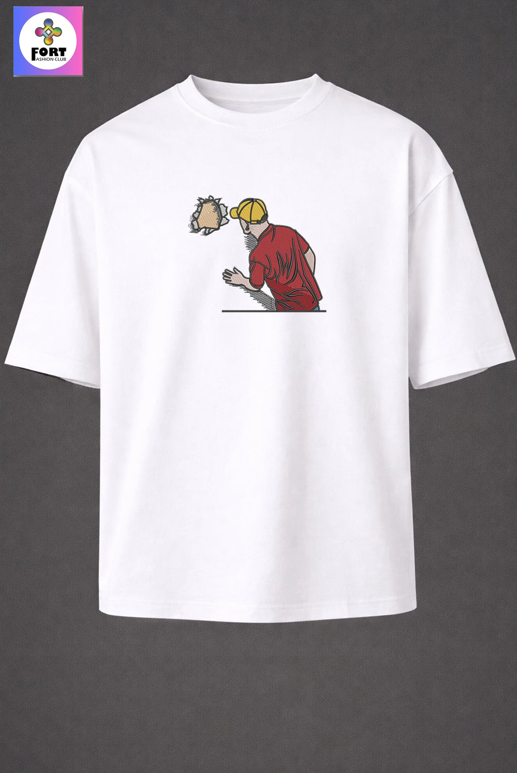 CRAZY EMBROIDERY UNISEX OVERSIZED T-SHIRT (DROP SHOULDER) CREATIVE