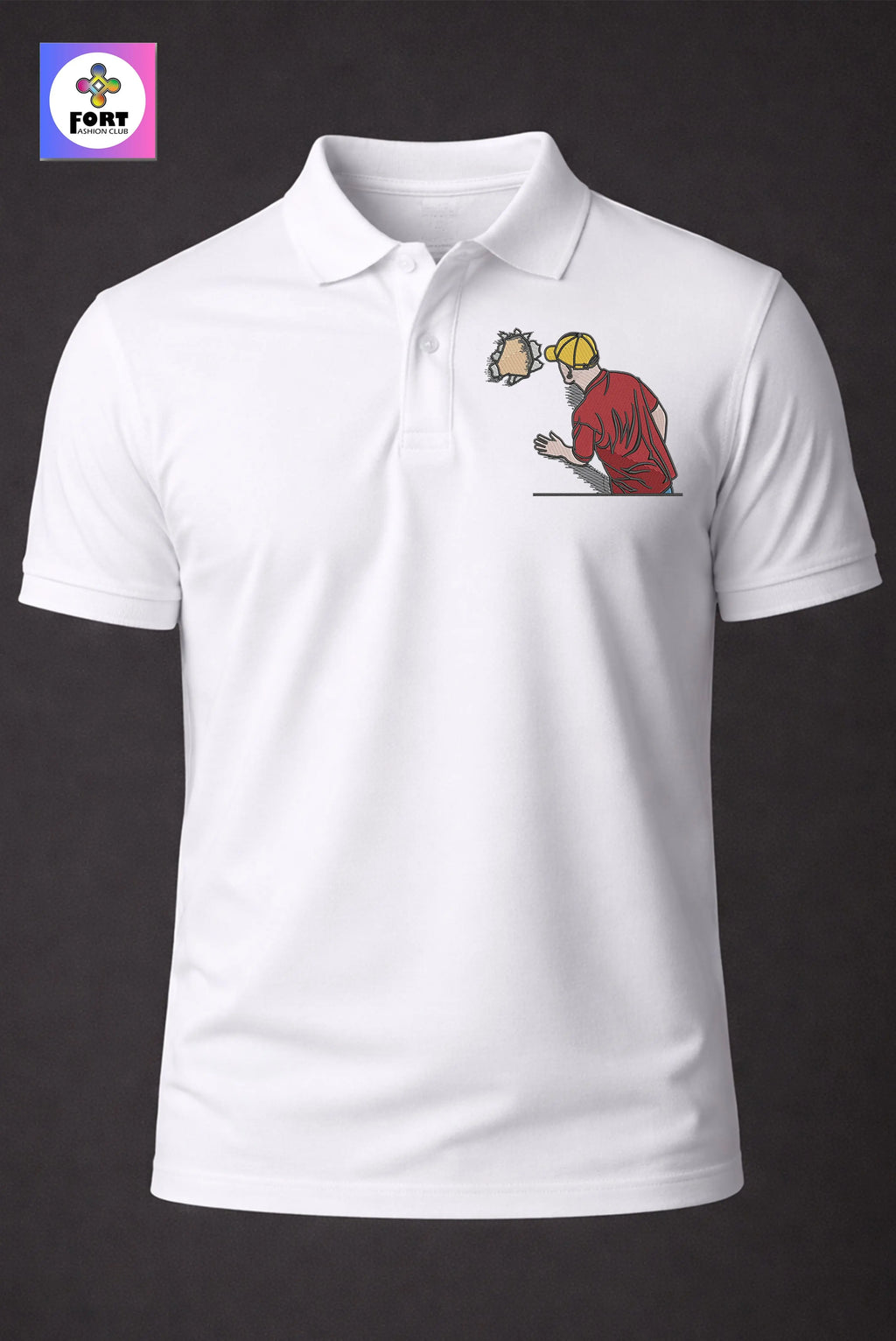 CRAZY EMBROIDERY UNISEX ( COLLAR ) T-SHIRT - CREATIVE