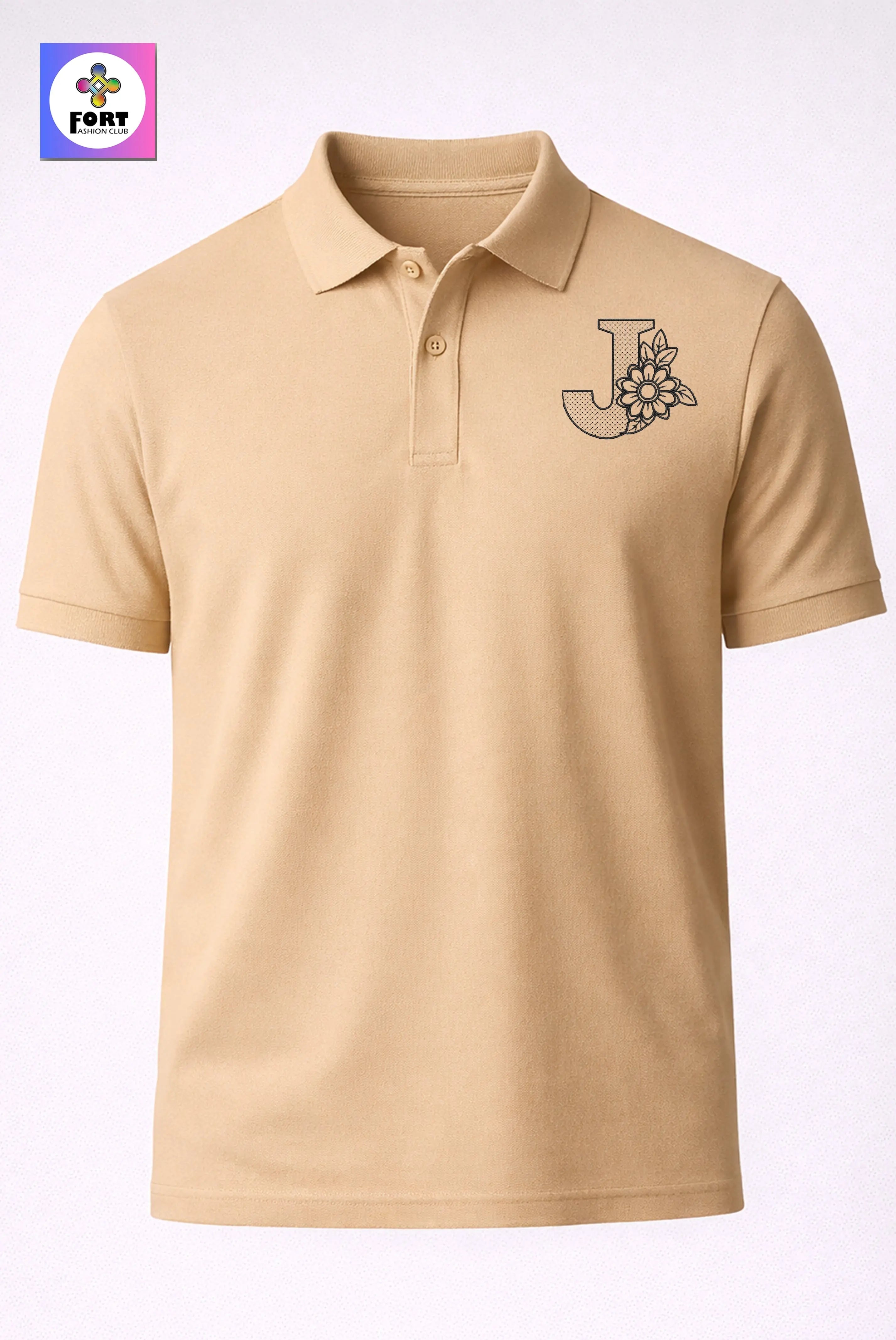 PREMIUM  ALPHABET EMBROIDERY UNISEX- (COLLAR) T-SHIRT