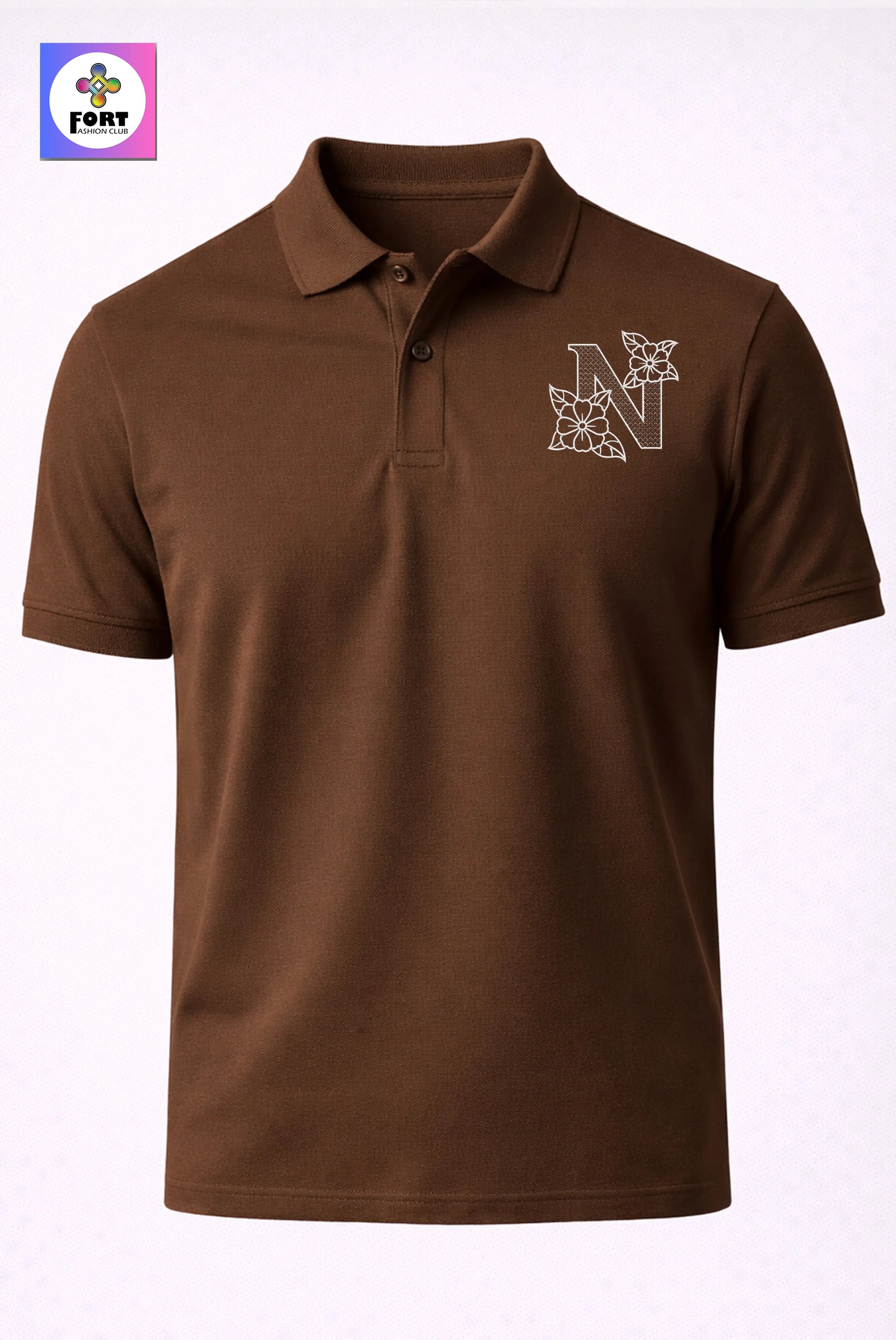 PREMIUM  ALPHABET EMBROIDERY UNISEX- (COLLAR) T-SHIRT