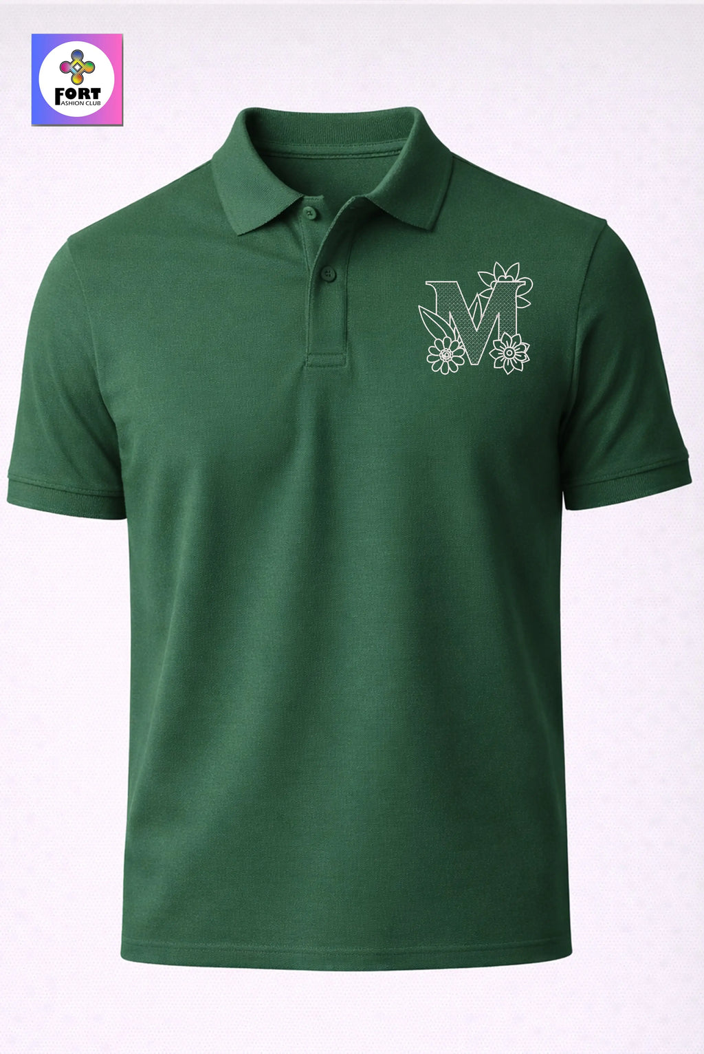 PREMIUM  ALPHABET EMBROIDERY UNISEX- (COLLAR) T-SHIRT