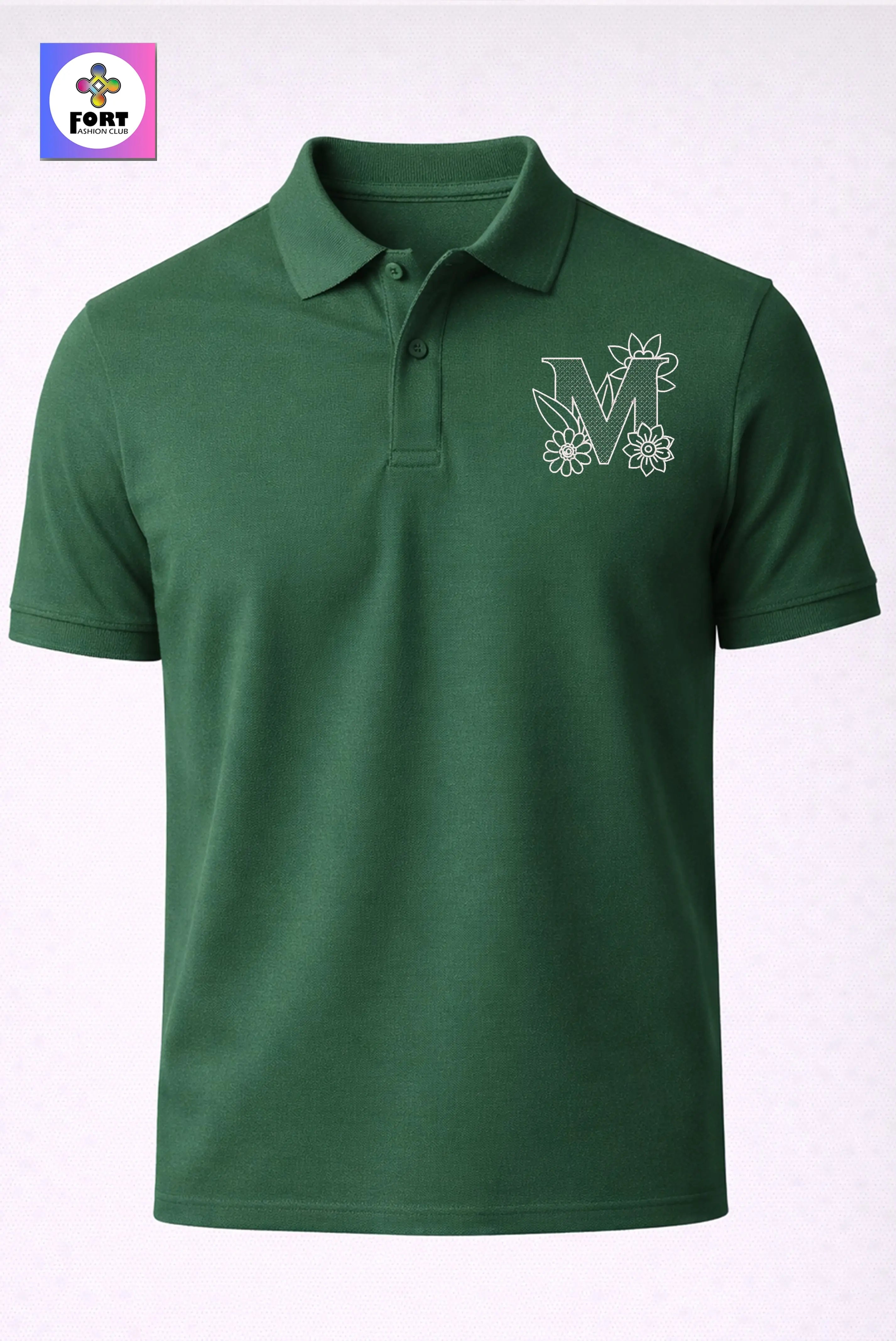 PREMIUM  ALPHABET EMBROIDERY UNISEX- (COLLAR) T-SHIRT