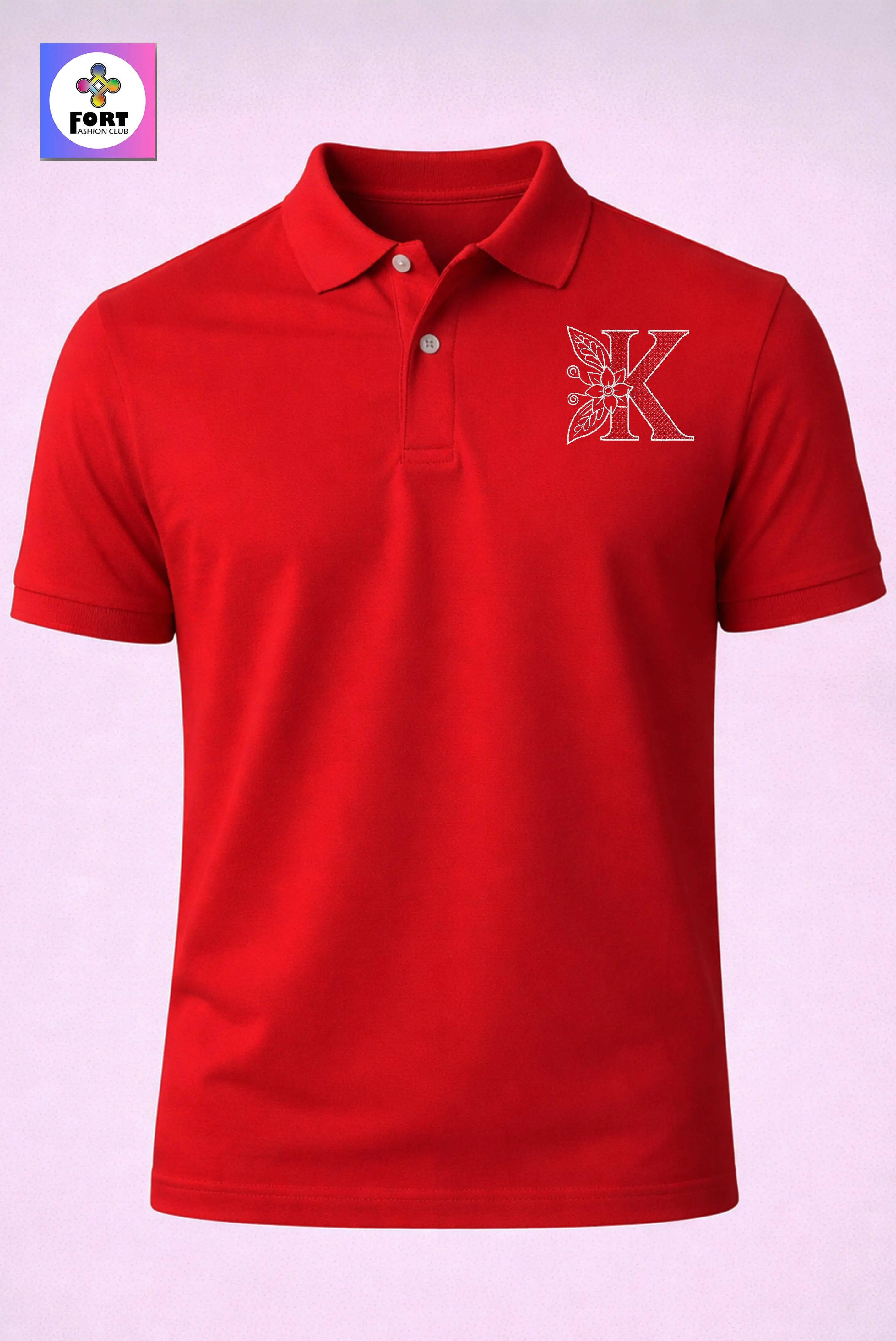 PREMIUM  ALPHABET EMBROIDERY UNISEX- (COLLAR) T-SHIRT