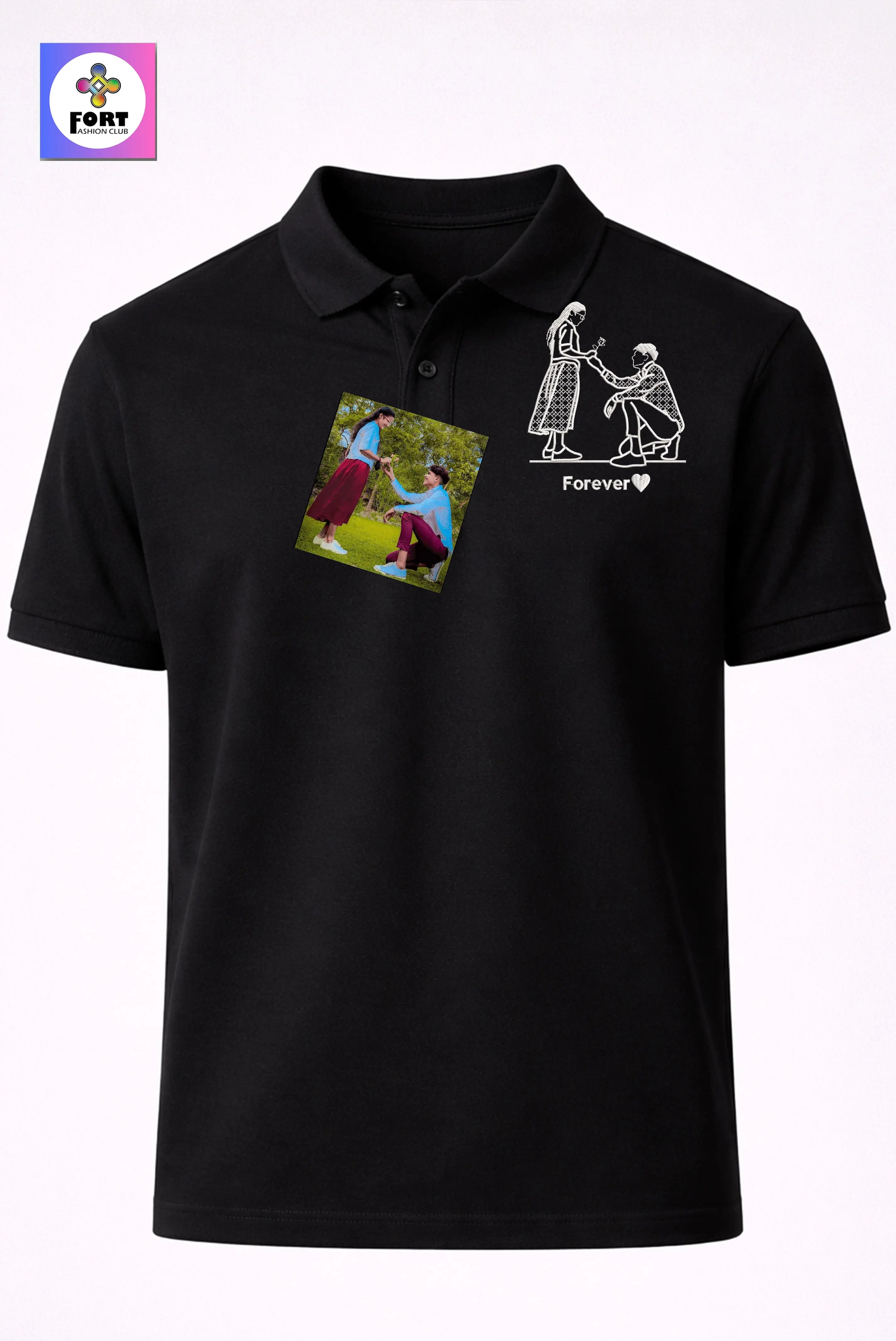 PERSONALIZED EMBROIDERY UNISEX - ( COLLAR ) T-SHIRT