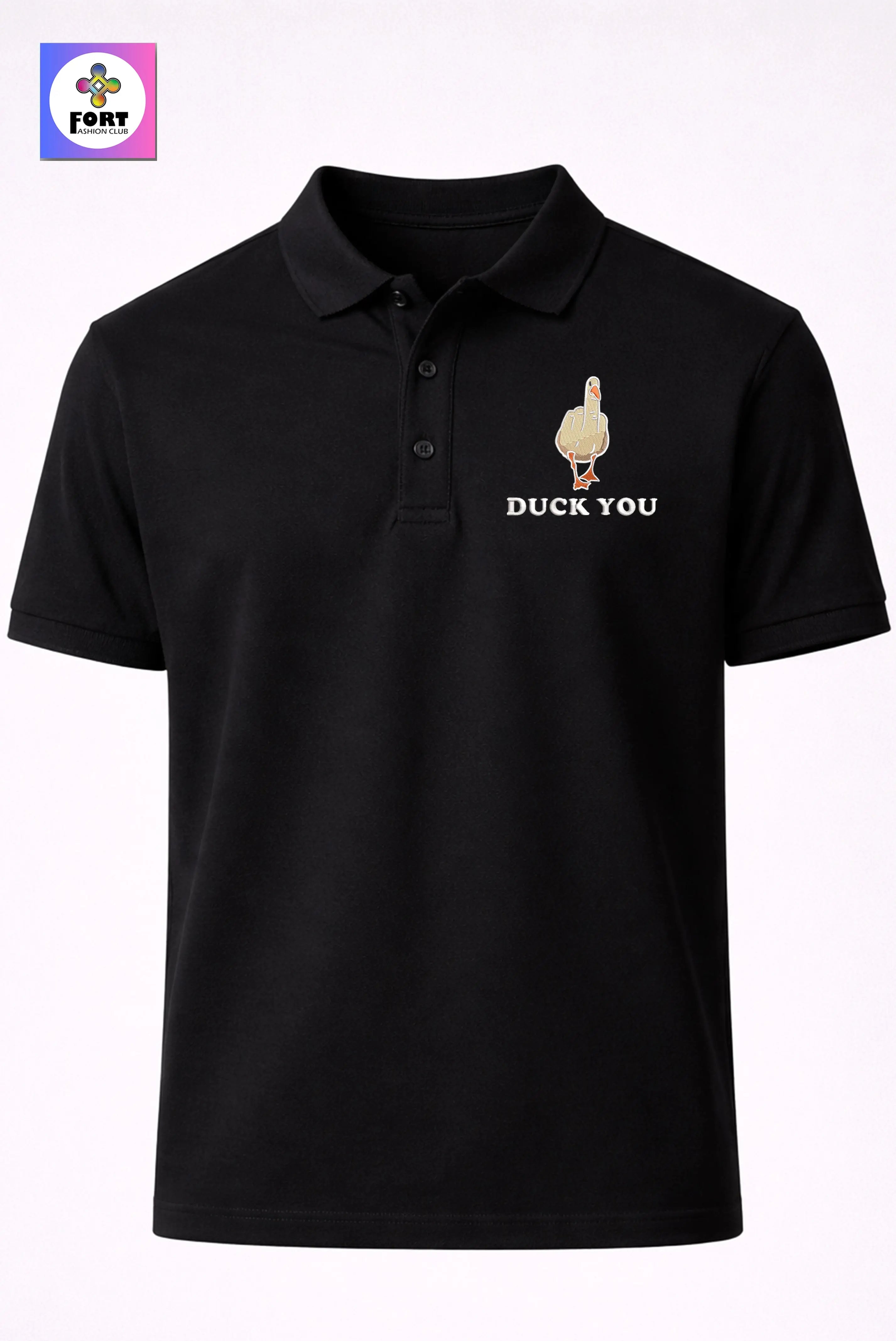 CRAZY EMBROIDERY UNISEX (COLLAR) T-SHIRT - DUCK