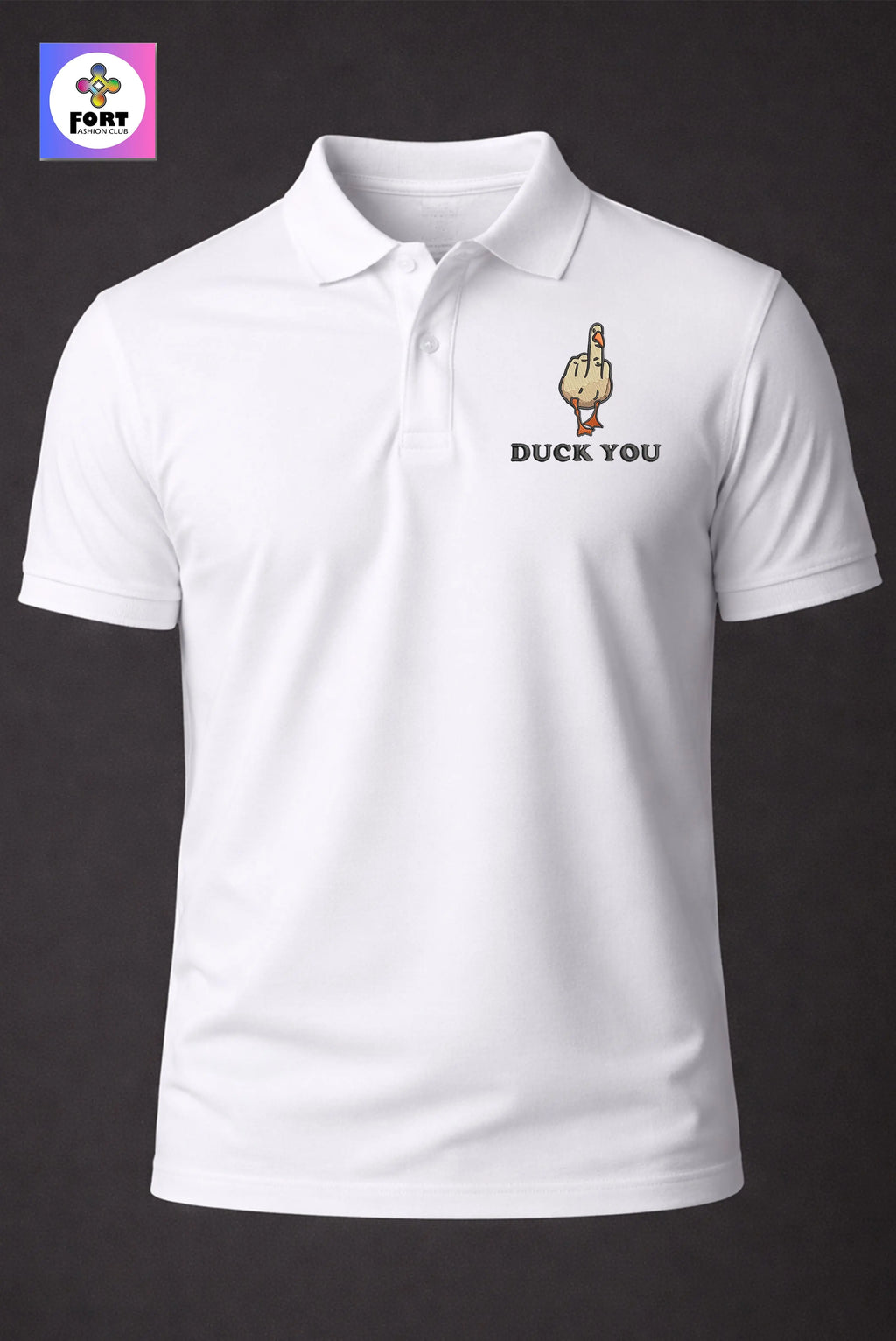 CRAZY EMBROIDERY UNISEX (COLLAR) T-SHIRT - DUCK