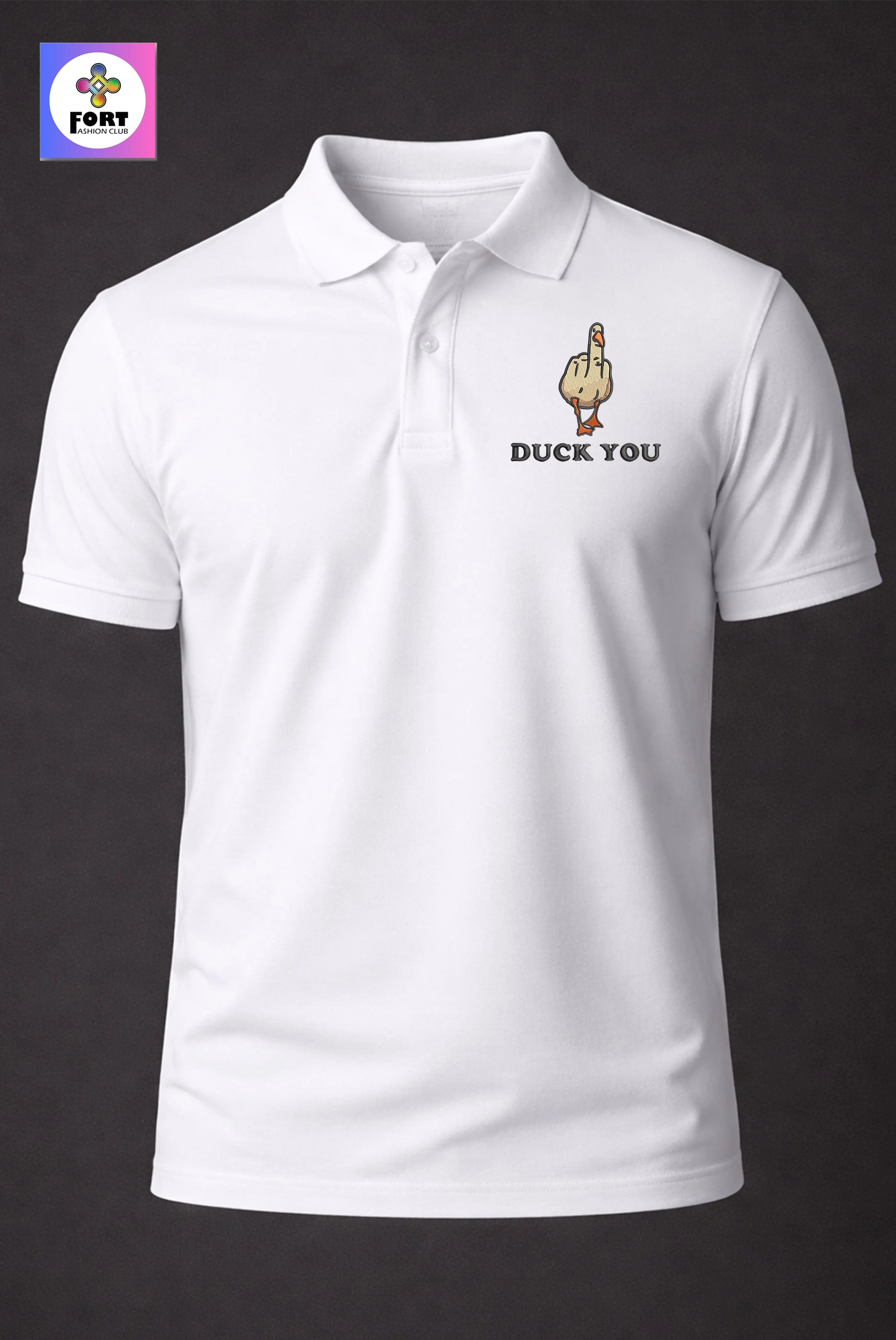 CRAZY EMBROIDERY UNISEX (COLLAR) T-SHIRT - DUCK