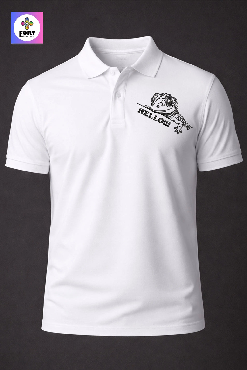 CRAZY EMBROIDERY UNISEX (COLLAR) T-SHIRT - LEZARD