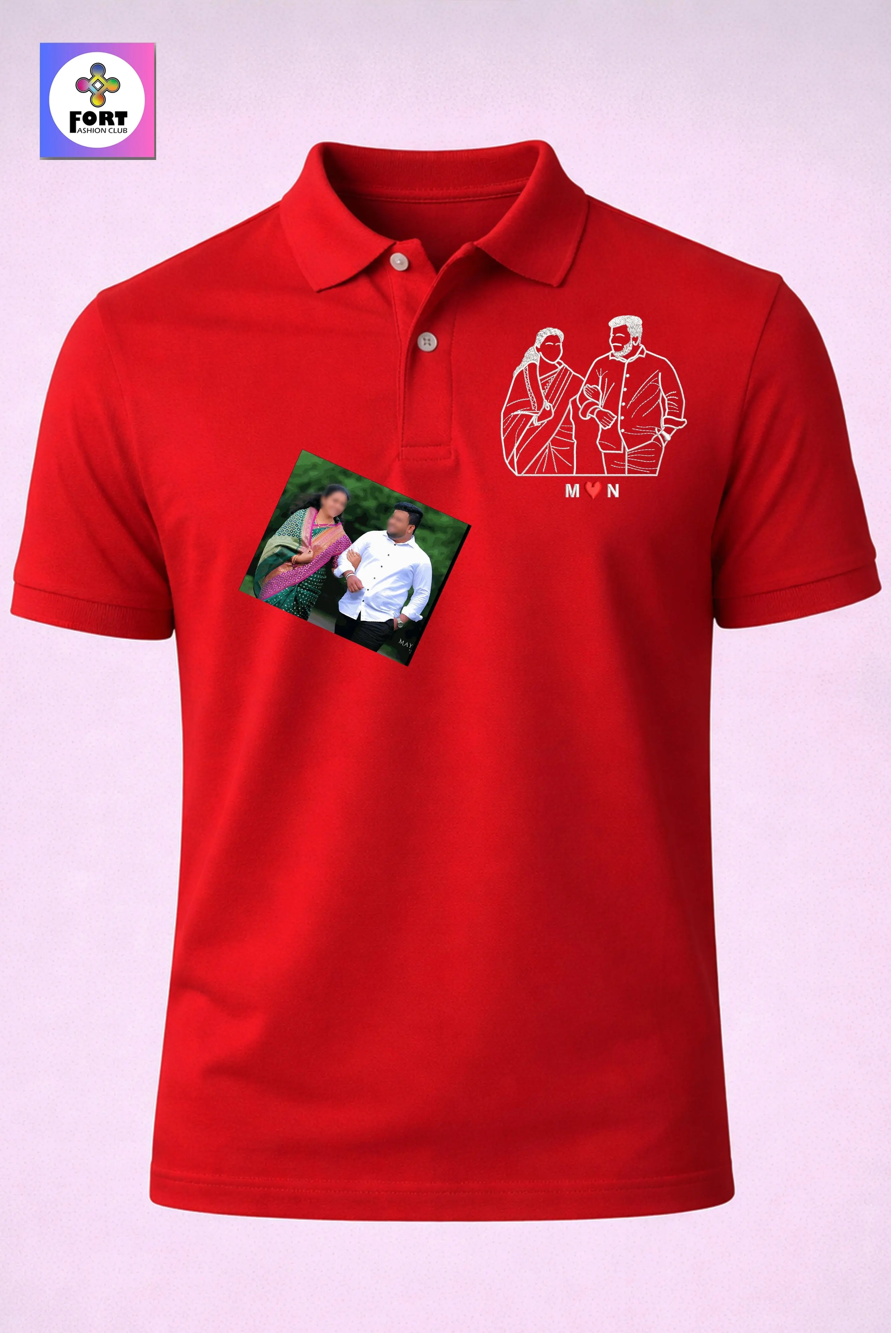 PERSONALIZED EMBROIDERY UNISEX - ( COLLAR ) T-SHIRT