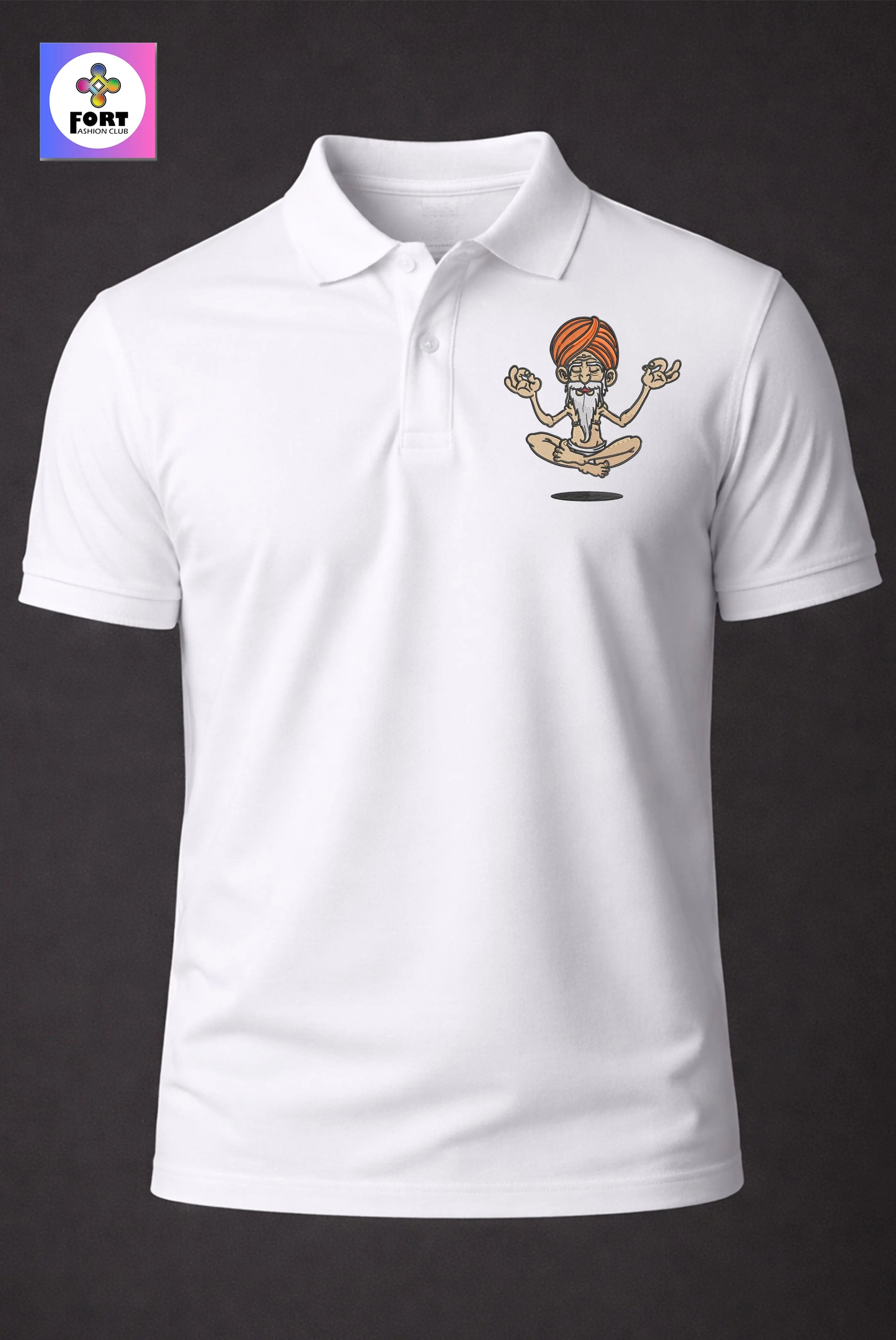CRAZY EMBROIDERY UNISEX (COLLAR) T-SHIRT - SB