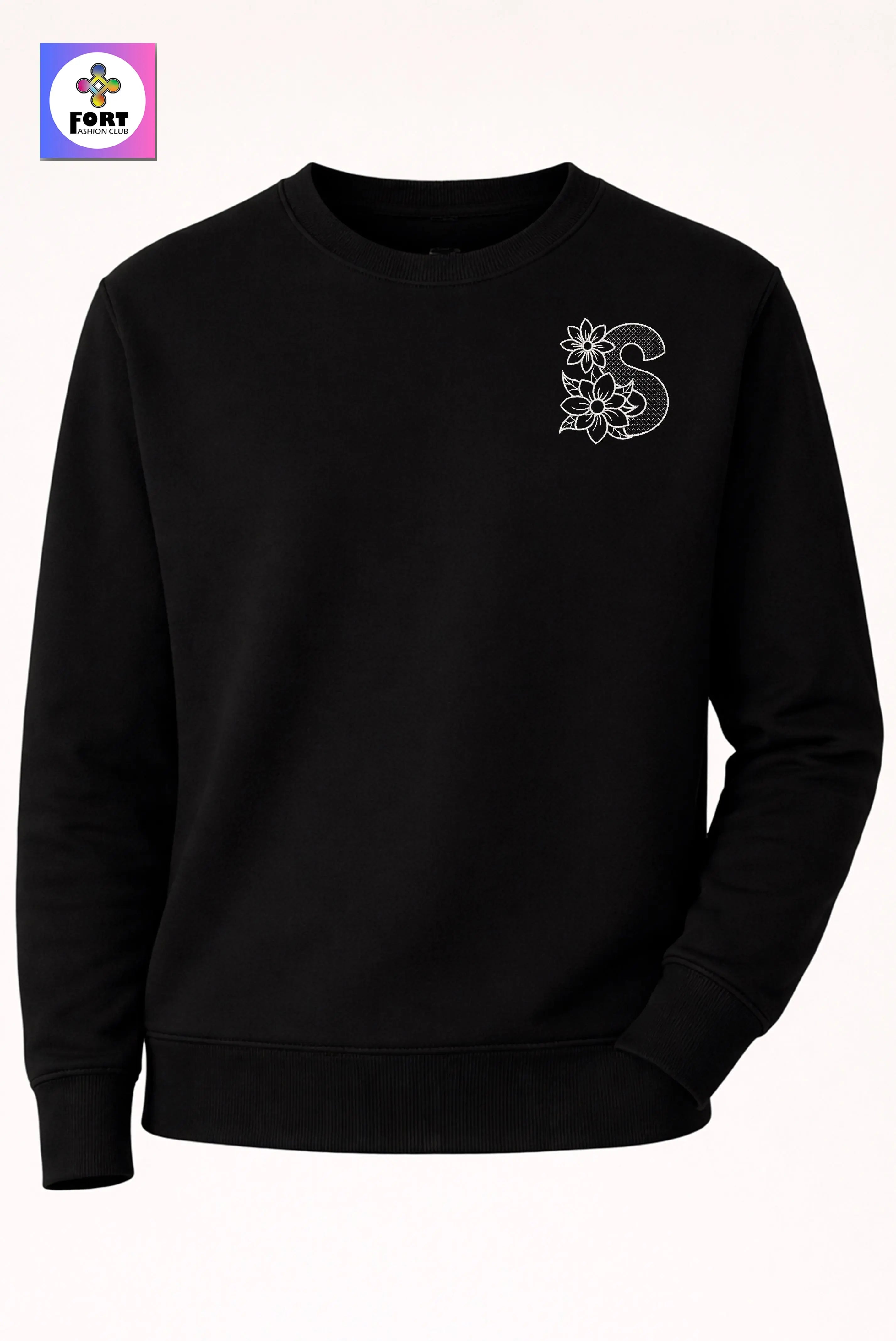 PREMIUM  ALPHABET EMBROIDERY UNISEX SWEATSHIRT