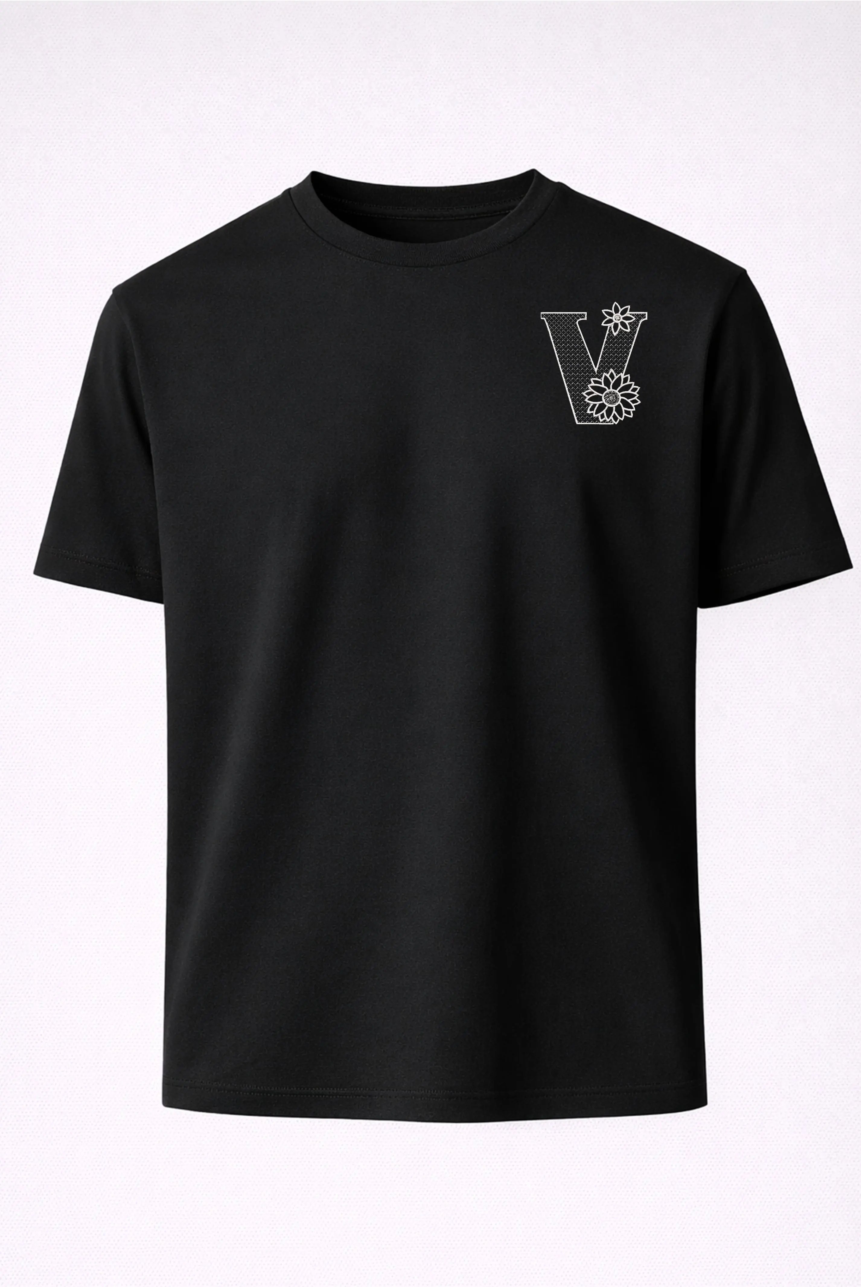 PREMIUM  ALPHABET EMBROIDERY UNISEX T-SHIRT