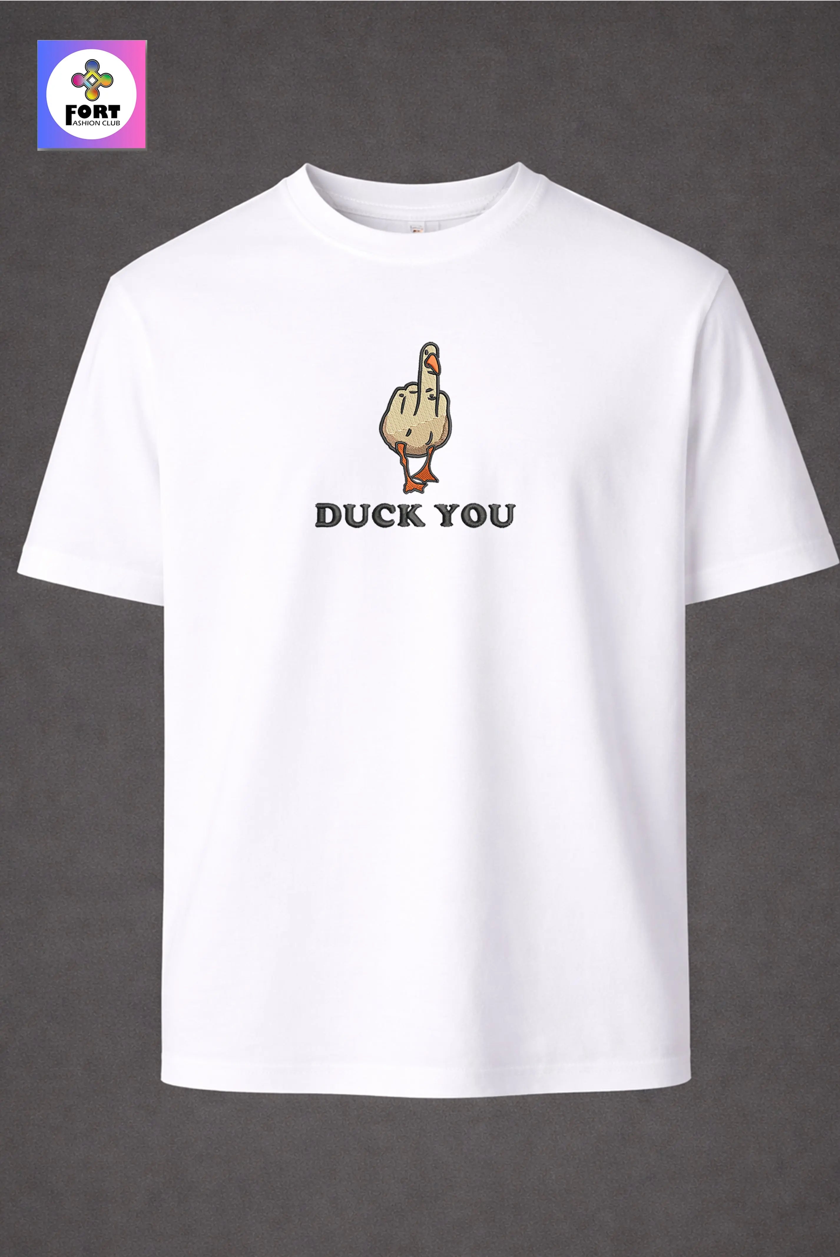 CRAZY EMBROIDERY UNISEX T-SHIRT – DUCK