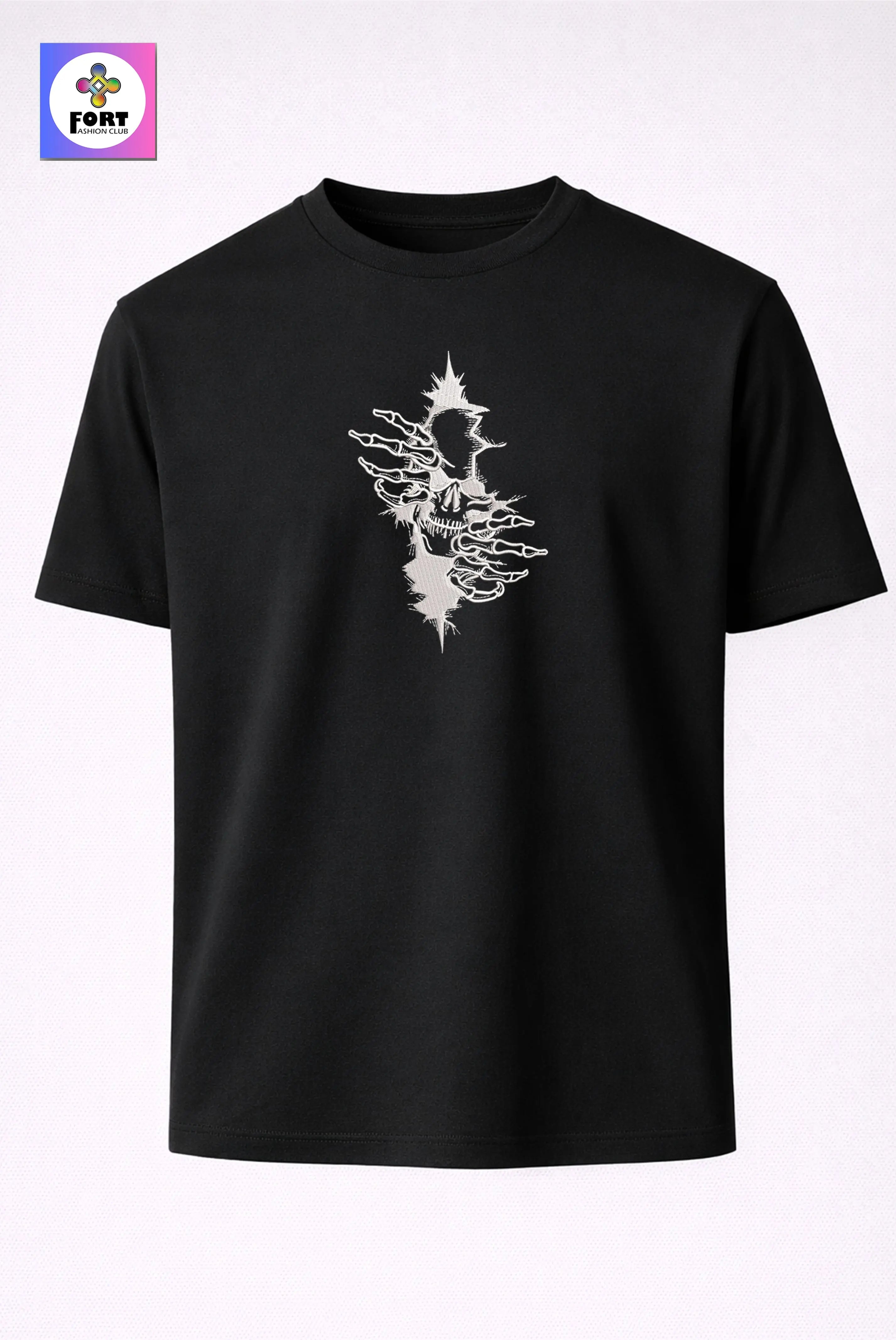 CRAZY EMBROIDERY UNISEX T-SHIRT – ARTY SKULL