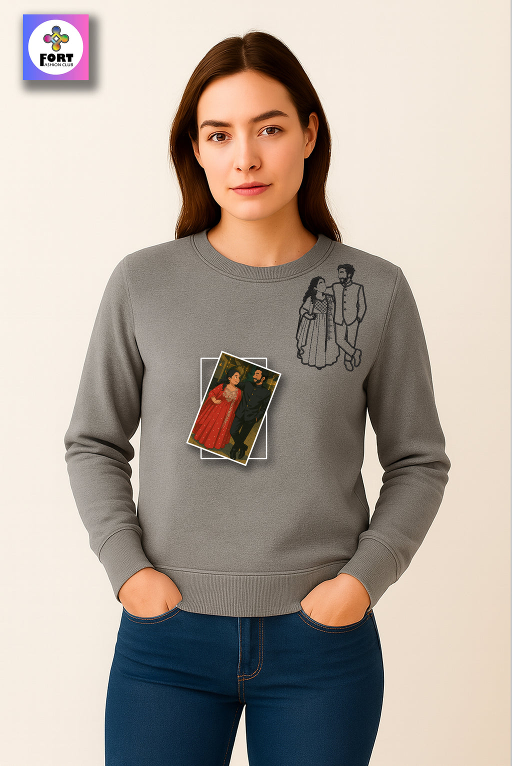 FREE.. TSHIRT WITH CUSTOMIZED EMBROIDERY UNISEX SWEATSHIRT