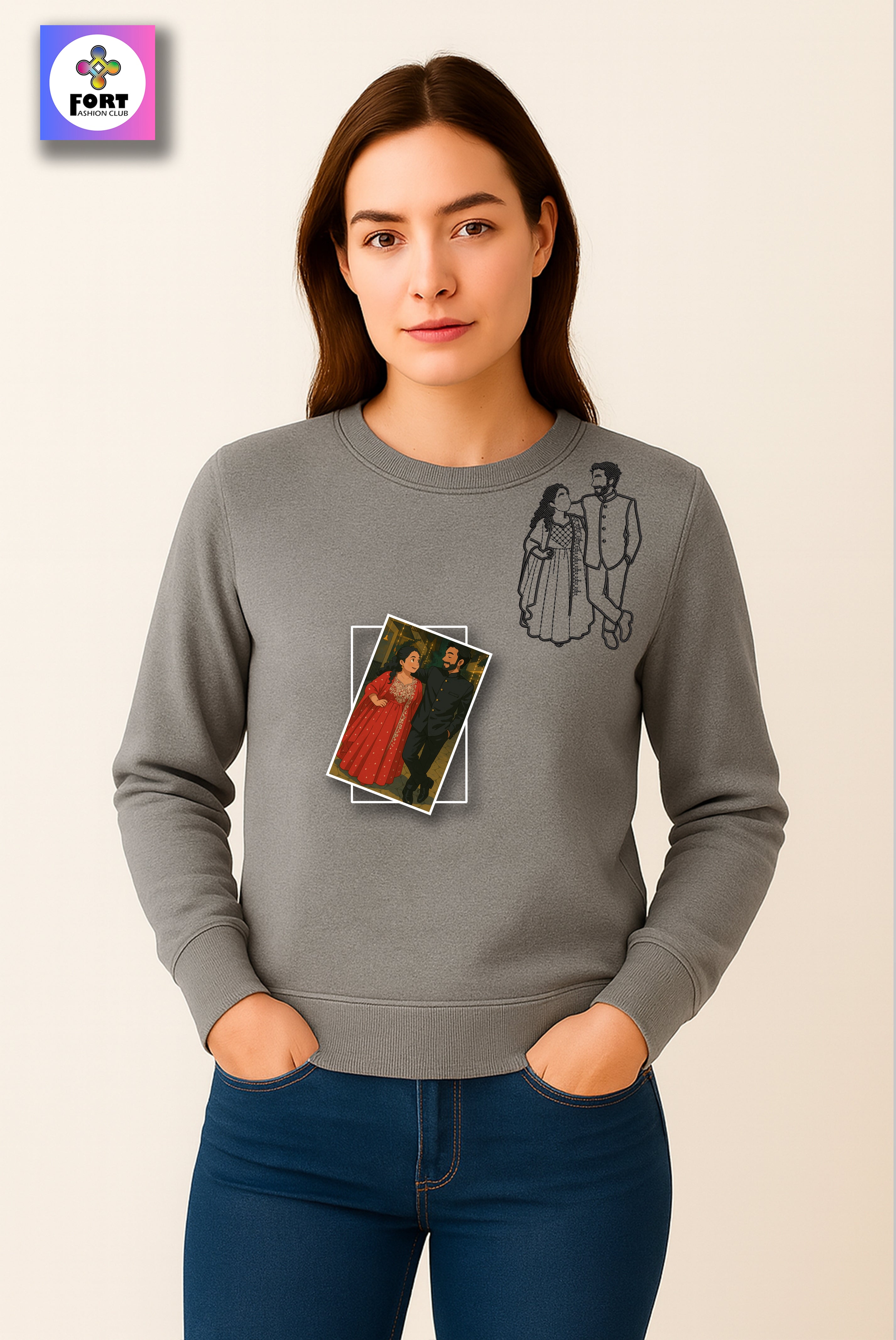 FREE.. TSHIRT WITH CUSTOMIZED EMBROIDERY UNISEX SWEATSHIRT