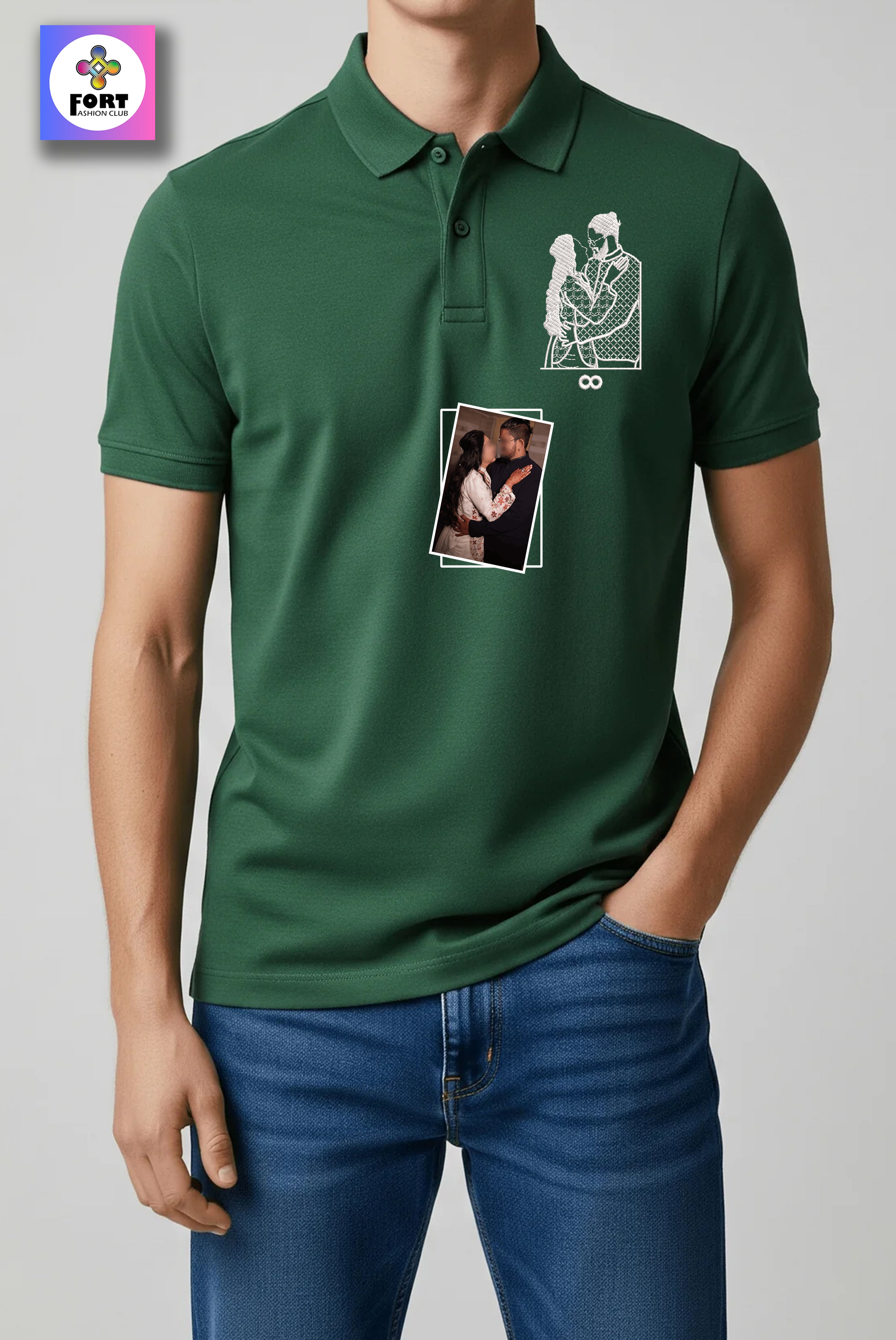 PERSONALIZED EMBROIDERY - ( COLLAR ) T-SHIRT