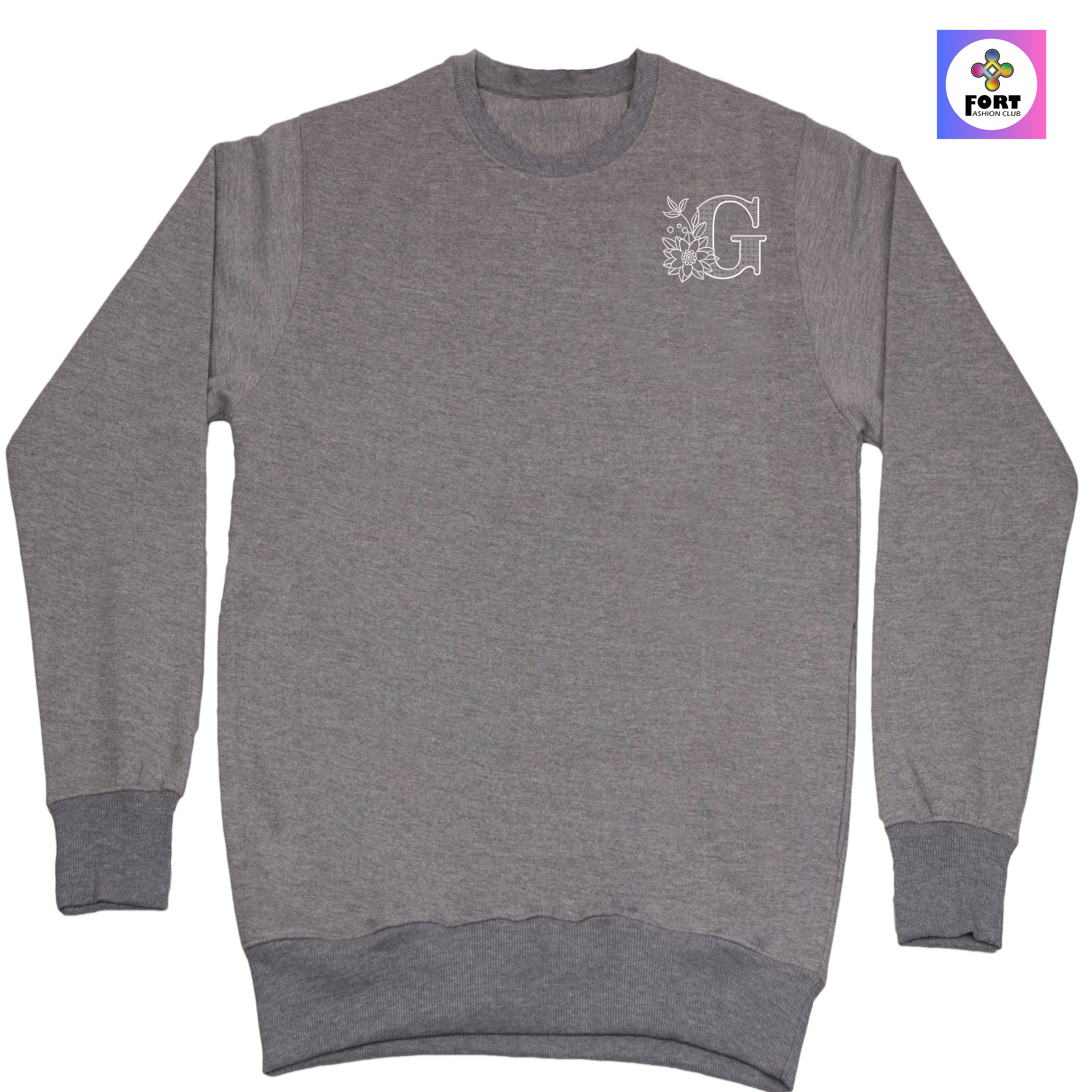 RADIUM THREAD PREMIUM  ALPHABET EMBROIDERY SWEATSHIRT