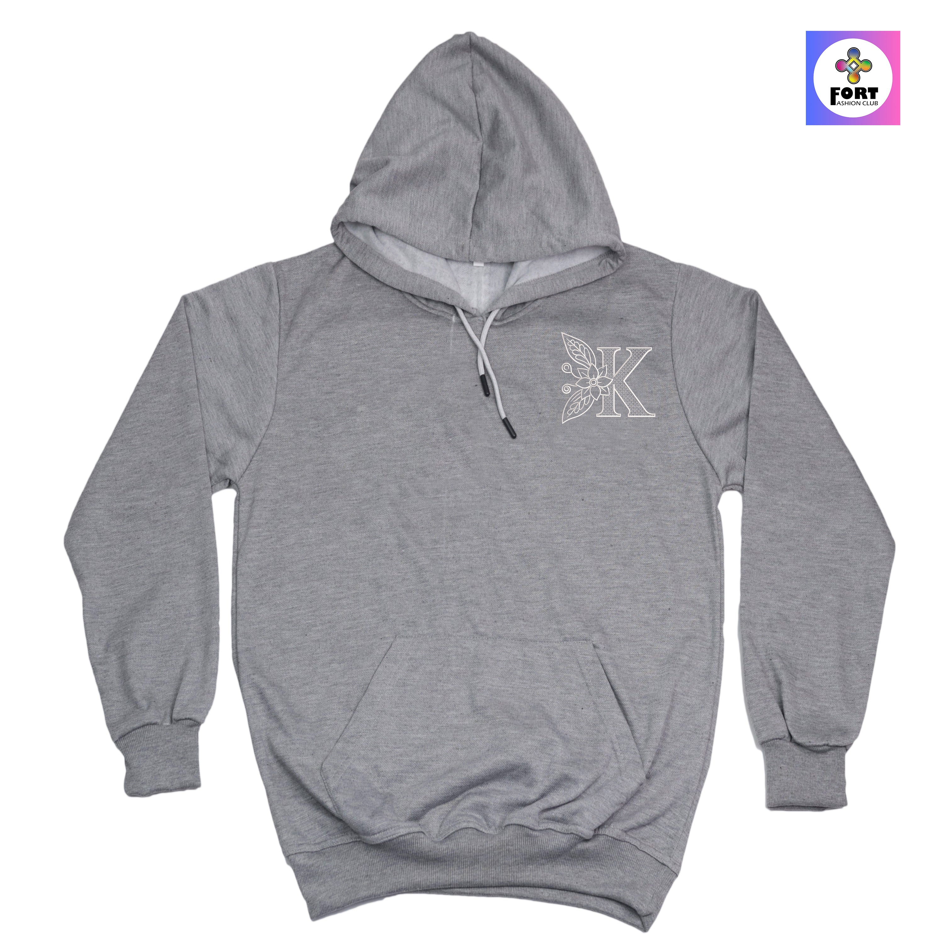 RADIUM THREAD PREMIUM  ALPHABET EMBROIDERY HOODIE