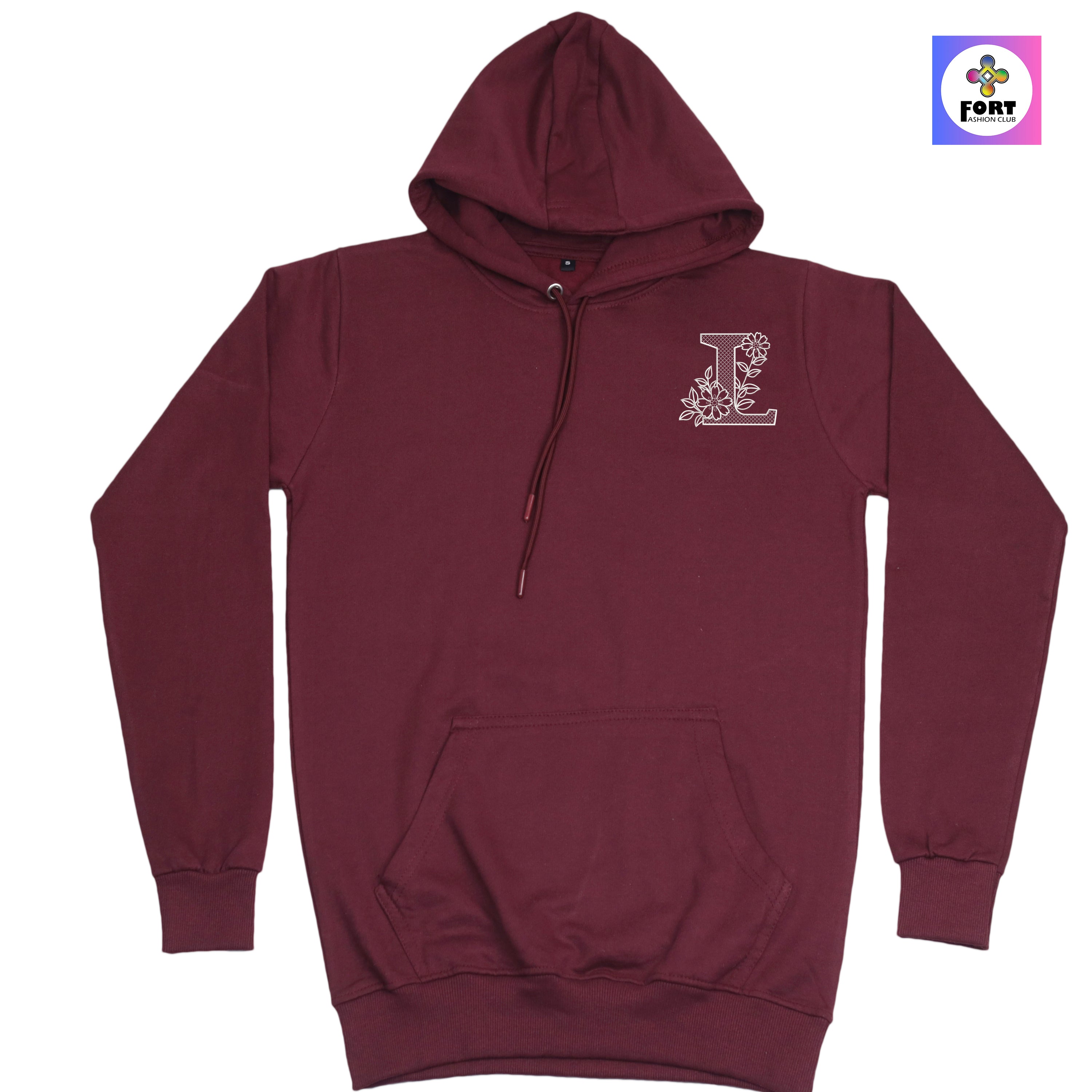 RADIUM THREAD PREMIUM  ALPHABET EMBROIDERY HOODIE
