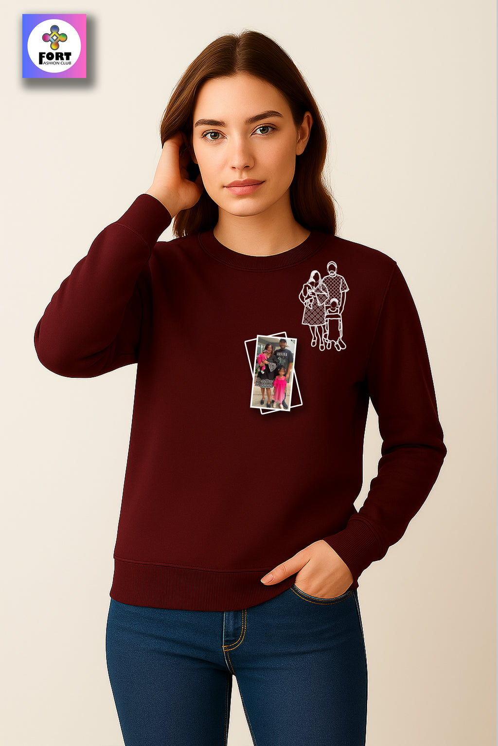 FREE.. TSHIRT WITH CUSTOMIZED EMBROIDERY UNISEX SWEATSHIRT