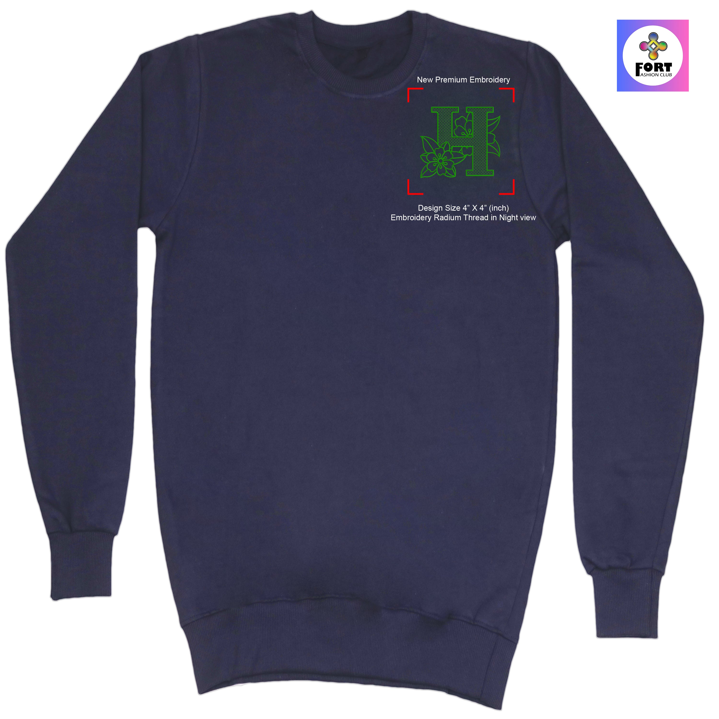 RADIUM THREAD PREMIUM  ALPHABET EMBROIDERY SWEATSHIRT