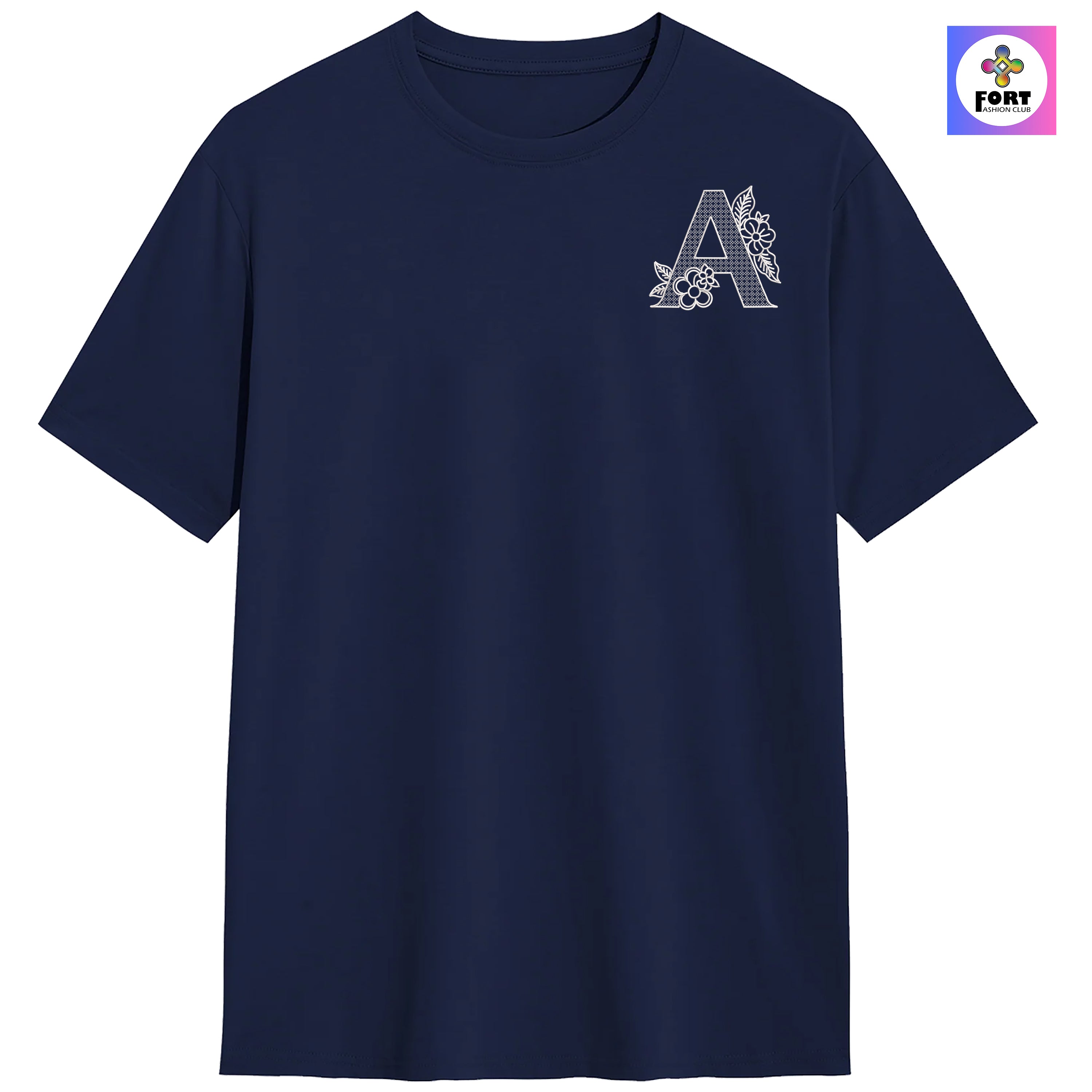 RADIUM THREAD PREMIUM  ALPHABET EMBROIDERY T-SHIRT